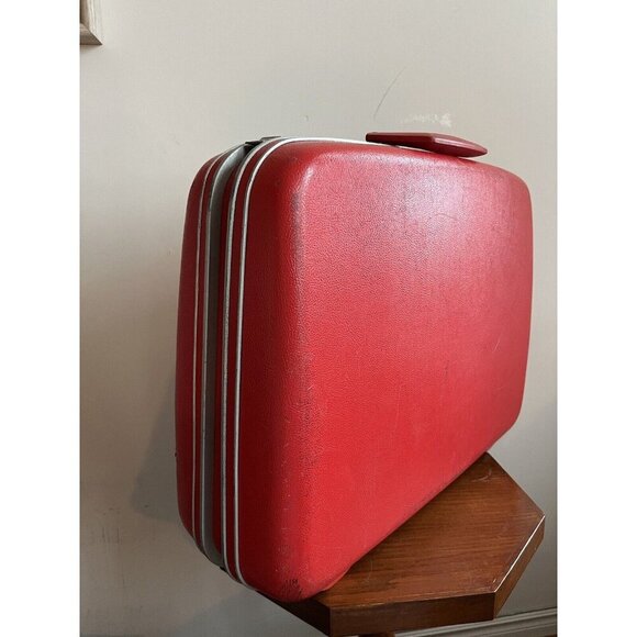 Samsonite Vintage 1960s Red Hard Shell Handheld Carry-on Luggage - Picture 6 of 16